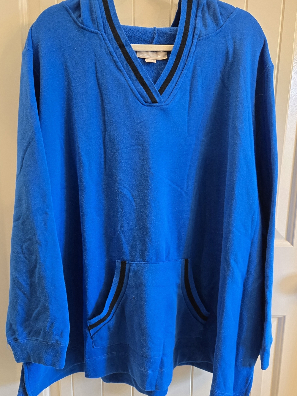 Woman Within Royal Blue V-Neck Hooded Pullover Sweater Plus Size 4x